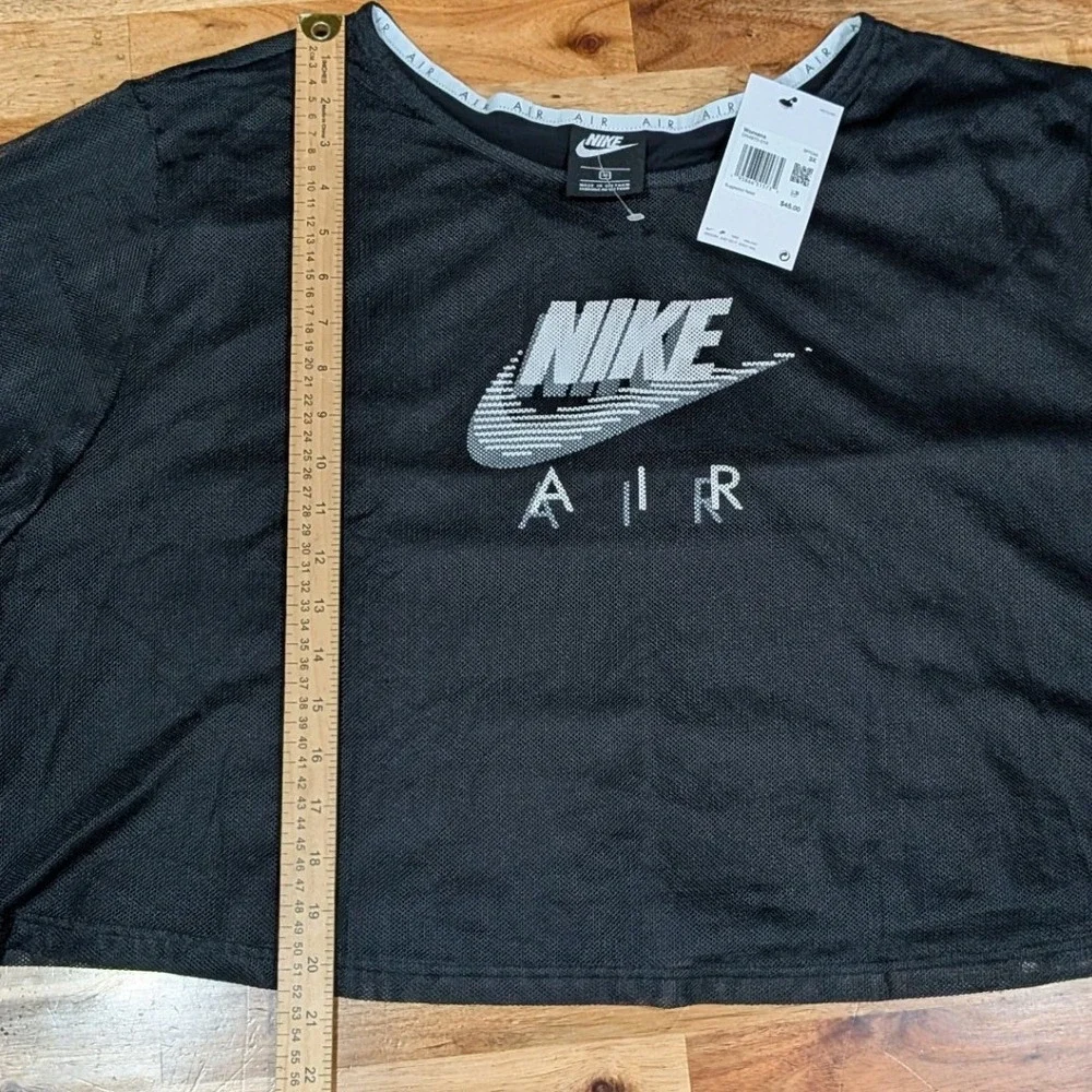NWT Nike Womens Air Mesh Crop Top 3X Black White Logo Layered Tee Plus Sporty